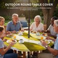 thumbnail image 2 of Round Outdoor Tablecloth with Umbrella Hole and Zipper, Yellow Stripes Fitted Table Cover with Elastic Edge for 36-44 Inch, Retro Farmhouse Gradient Ripple Pattern Waterproof Patio Tablecoths, 2 of 9