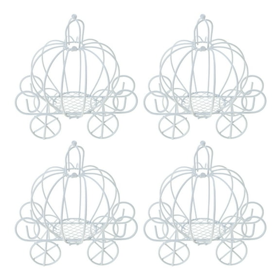Aurgiarme 4pcs White Iron Wedding Candy Boxes Carriage Shape Candy Box For Elegant Table Decorations