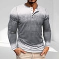 thumbnail image 1 of Blusas y camisas de manga larga con cuello redondo y degradado para hombre, blusas casuales con botones y cuello redondo, blusas de poliéster para hombre, 1 of 7