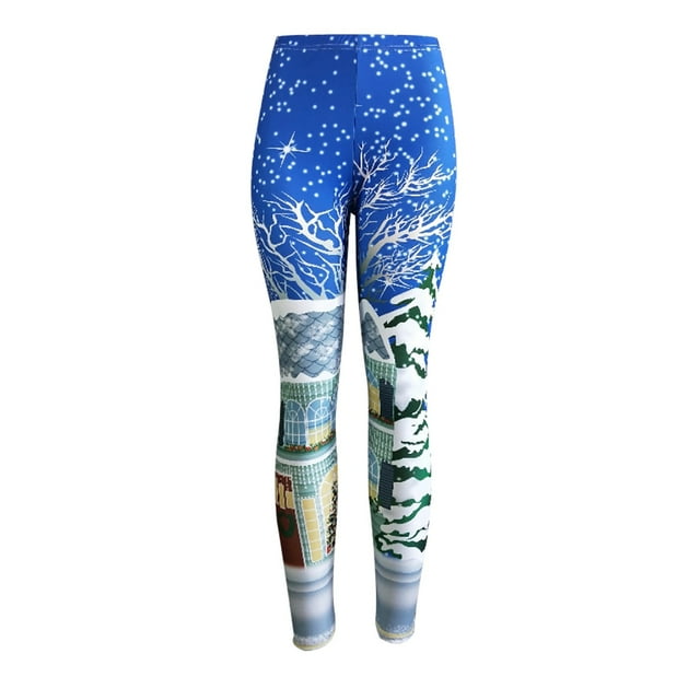 Pantalon de Sport de Course Imprimé de Noël Taille Haute Coloré pour Femmes
