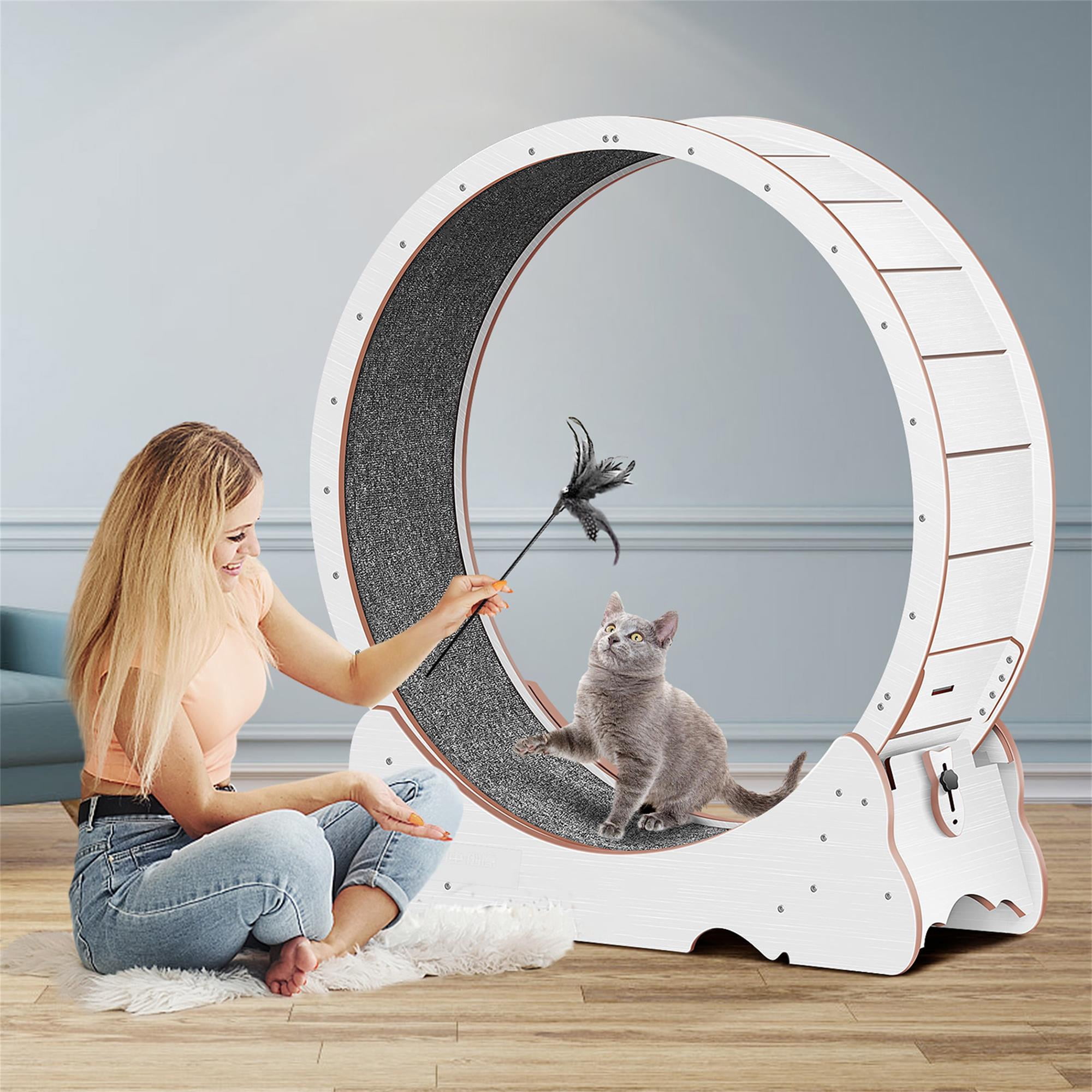 Kadyn 45" Cat Exercise Wheel for Indoor Cats, Large Cat Running Wheels, Cat Treadmill Wheel with Locking Mechanism for Cat's Healthy, White