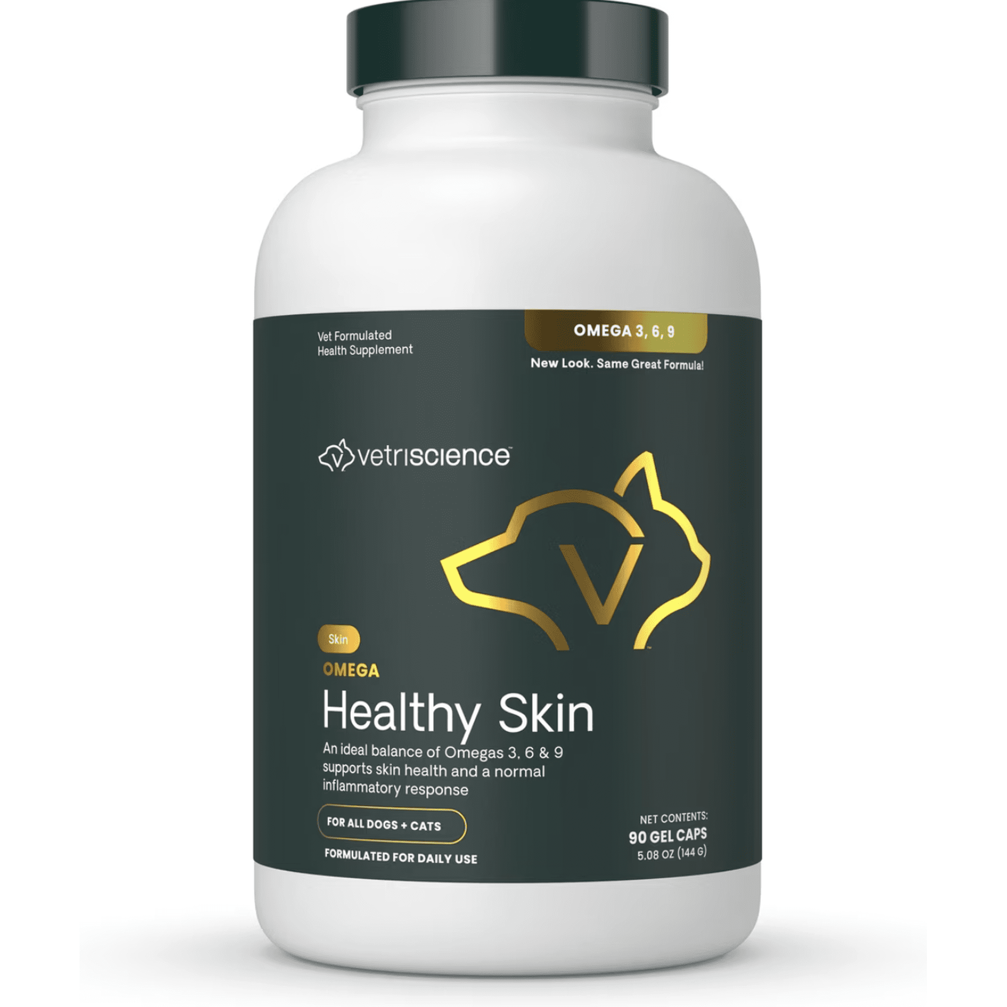 VetriScience Healthy Skin Omega 3 6 9 Softgels Supplement for Cats & Dogs 90 count