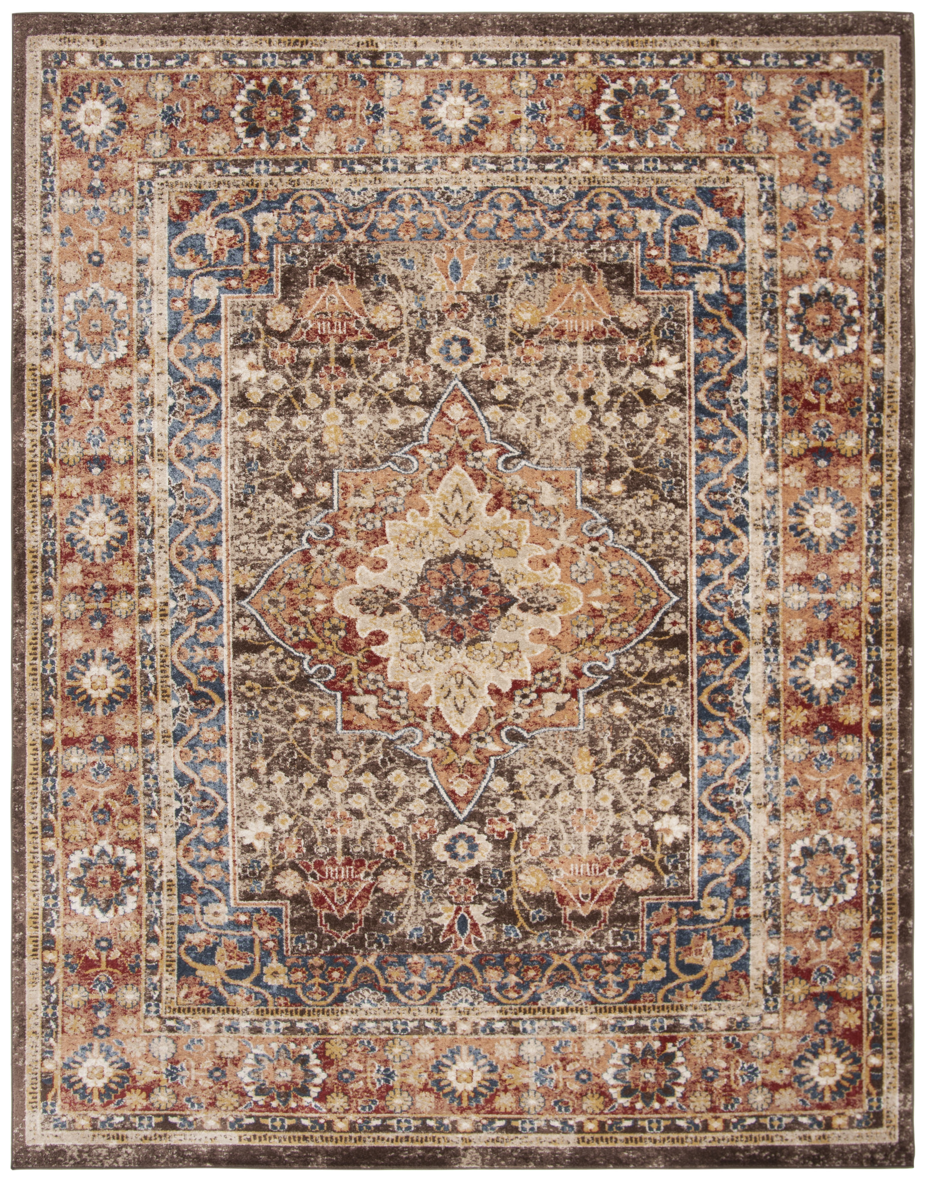 SAFAVIEH Bijar Orval Faded Traditional Area Rug, Brown/Rust, 10' x 14'