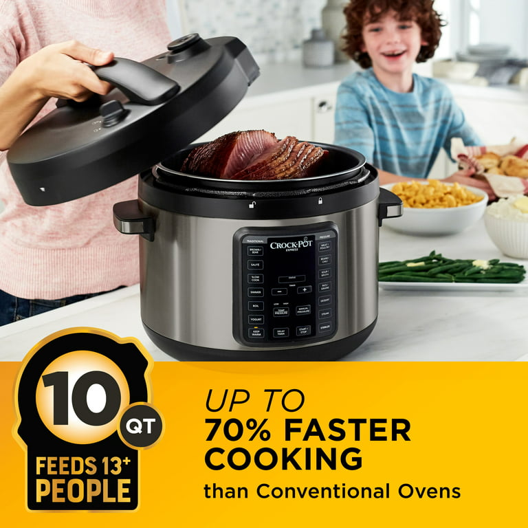 Crock-Pot 10-Qt. Express Crock Pressure Cooker with Easy Release Steam  Dial, Premium Black Stainless Steel 