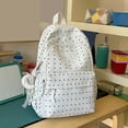 thumbnail image 4 of Polka Dots School Backpack, Multi-layer Backpack with Pendant, Spacious Bag for Shopping Work College, Black, 4 of 9