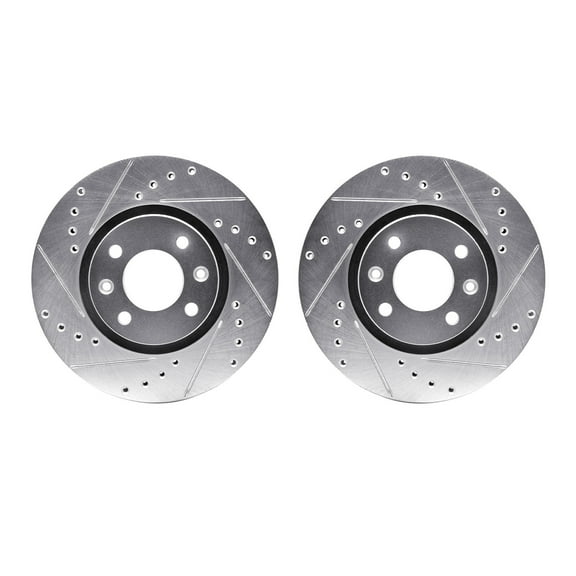 Dynamic Friction Company Front Brake Rotors-Drilled and Slotted-Silver 7002-41000