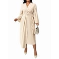thumbnail image 3 of Wedding Guests Dresses Women Formal Maxi Dress Plus Size Twist Front V-Neck Wrap Dress Evening Party Color XXXL, 3 of 8