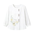 thumbnail image 6 of Kezqiaxn Blouses for Women Dressy Embroidery Half Sleeve Crew Neck Casual Loose Shirts Summer Tops Plus Size Fashion, 6 of 6