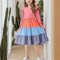 thumbnail image 6 of BLTIBY Girls Summer Ruffle Dress Flutter Long Sleeve Casual Color Block Dresses Elastic Waist Summer Sundress Gray 7-8 Years, 6 of 6