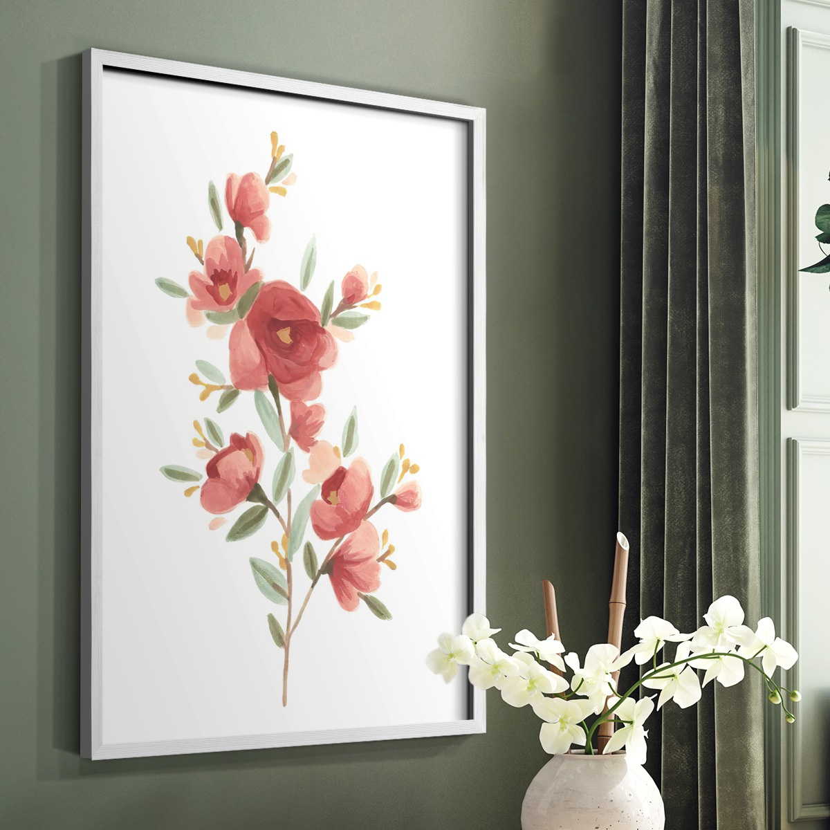 Wildflower Sprig IV Framed Print - Solid Wood in Single Picture Frame Solid Wood 2 Framed Print