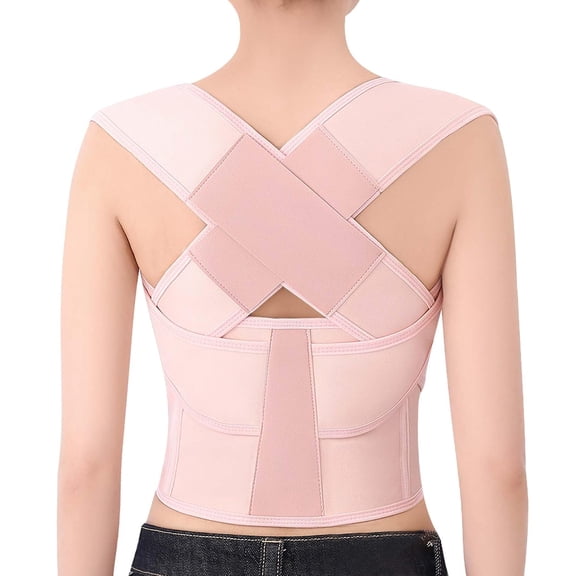 Posture Corrector for Women and Men Back Brace Shoulder Straightener Hunchback Adjustable Support Upper Comfy Correction Upgraded Lightweight Hump Pain Relief Scoliosis Lumbar Spine Pink Medium