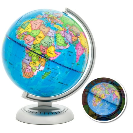 Octagonal Globe - Best Choice Products 8in LED Light Illuminated World Globe w/ Day & Night View - Multicolor