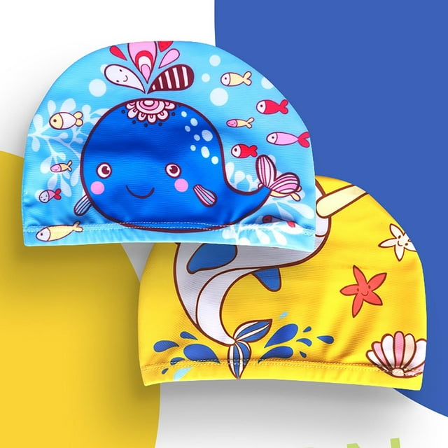 Kids Cartoon Swim Cap For Children And Toddlers Soft Silicone Bathing Hat For Long Short Hair