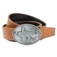 thumbnail image 1 of Ceinture à Boucle en Cuir Western Rétro pour Hommes - Marron, 120cm, 1 of 5