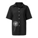 thumbnail image 4 of Gibobby Playera de Manga Corta con Cuello Redondo Algodón Lino Casual Suelto Personalidad Impreso Solapa Botón Manga Corta(Negro,CH), 4 of 5