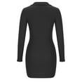 thumbnail image 6 of Ashirexll Womens Winter Dresses, Midi Dresses for Women, Tight Wrap Hip Dress Flip Collar Thread Knit Underlay Bodycon, 6 of 7