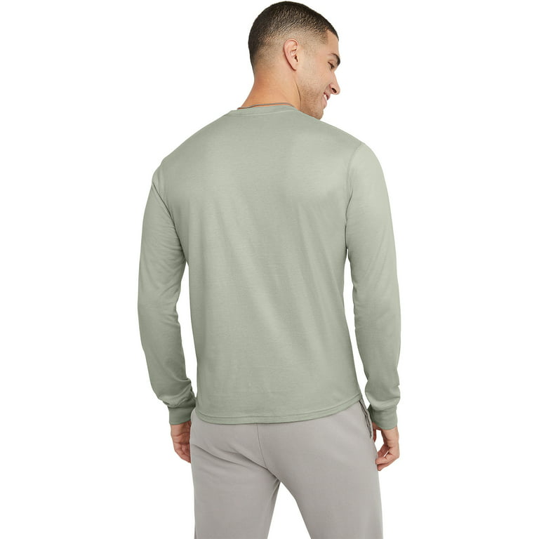 Hanes Originals Men's Cotton Long Sleeve T-Shirt Equilibrium Green XL