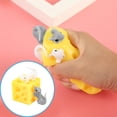 thumbnail image 4 of Cheese-Shaped Squishy Plaything with 2 Random Black, White Or Gray Mouse Figurines, Stress Relief toy, Sensory Fidget toys, Calming tool for Home, School, Workspace and on-The-Go, 4 of 10