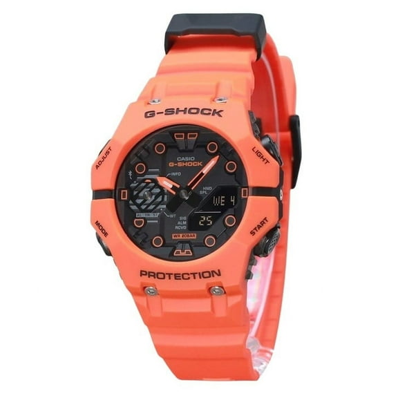 Casio G-Shock Analog Digital Smartphone Link Bio-Based Orange Resin Strap Grey Dial Quartz GA-B001FL-4A 200M Men's Watch