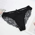 thumbnail image 4 of Ruimatai Women's Sexy Lace Underwear High Slit Satin Panties Breathable Lightweight Low Rise French Cut Bow Hollow Out Comfortable, 4 of 4
