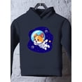 thumbnail image 3 of Cute Corgi Dog Astronaut Hoodie Toddler - Toddler Hoodie, Navy, 3 of 4