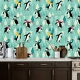thumbnail image 2 of Animal Peel and Stick Wallpaper 17.7in x 9.8ft Winter Penguins Ice Skating Colorful Scarves Snowy Contact Paper Vinyl Waterproof Self Adhesive Wall Paper for Bedroom Shelf Cabinet Renter Friendly, 2 of 8