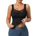 thumbnail image 2 of Stretchy Breathable Camisole Tops for Ladies Built in Padding Adjustable Straps Soft Light Shirts Suitable for Daily Travel Wearing Square Neck Padded Camisole (Black,M), 2 of 8