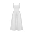 thumbnail image 3 of Vestido a media pierna de una línea para mujer Ropa de playa de verano de color sólido simple y chic Ygjytge M blanco para Mujer, 3 of 8