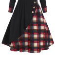 thumbnail image 3 of QLEICOM 1950's Dresses for Women Vintage, Gothic Plaid Panel Hooded Button Dress, Formal Stretch Slim High Waist Swing Dress, Audrey Hepburn Style Party Dresses Black XXL, 3 of 4