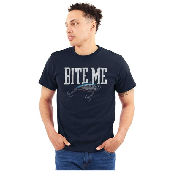 Bite Me Fishing Joking Attitude Humor Plus Size Crewneck Graphic Tee Shirt Brisco Brands 2X