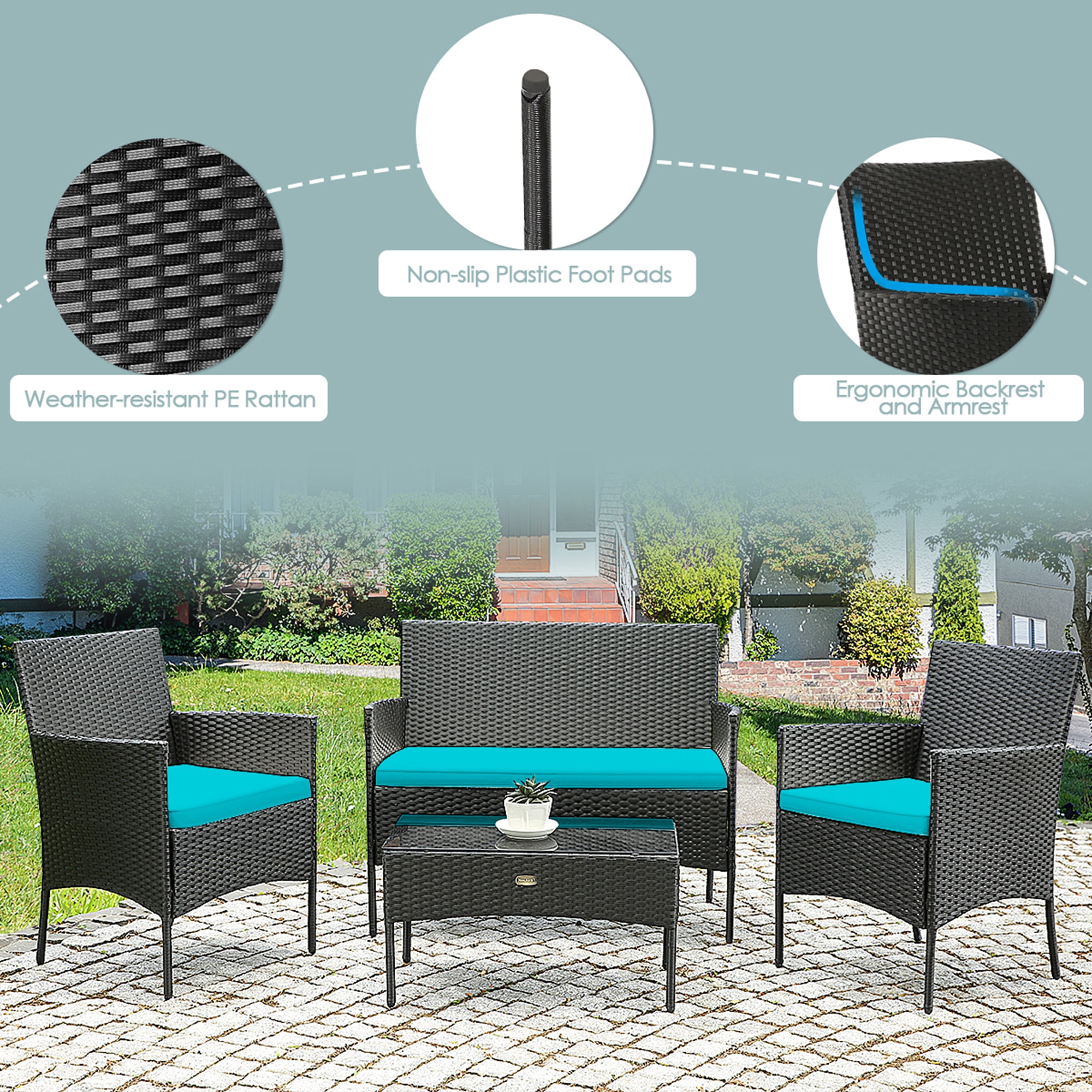 Roxana 4 piece rattan online