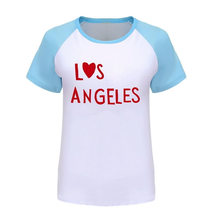 8QIDA 4T Boys Tops Fall Boys and Girls US City Print Short Sleeve T Shirt  3423 13-14 Years