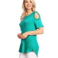 thumbnail image 5 of Made by Johnny Women's Loose Short Sleeve Strappy Cold Shoulder Top XXL JADE, 5 of 6