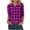 Hot Pink, variant on Crew Neck Womens T Shirts 3/4 Sleeve Gingham Print Leisure Blouse Oversized Daily Wear Vacation T-Shirt XXL