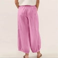 thumbnail image 4 of Xuyuer Women's Casual Loose Solid Shirred Elastic Waist Wide Leg Long Pants with Pockets - Relaxed Trousers, Pants for Women, 4 of 8