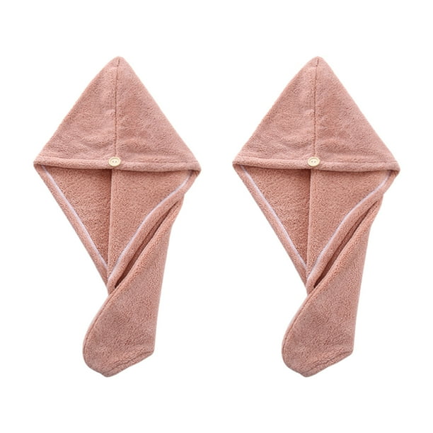 Paquete de 2 toallas de microfibra para el cabello para el hogar, accesorios esenciales para el baño, turbante para el cabello de secado rápido