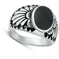 thumbnail image 4 of CHOOSE YOUR COLOR Feather Native Simulated Black Onyx Promise Ring .925 Sterling Silver Band CZ Female Size 7, 4 of 4