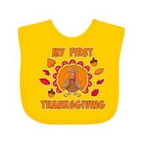 Inktastic My First Thanksgiving with Cute Turkey Boys or Girls Baby Bib