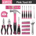 thumbnail image 3 of Pink Tool Kit - 128 Pieces Pink Tool Set with Easy Carrying Round Pouch, Household Tool Kit Perfect for DIY, Home Maintenance, 3 of 8