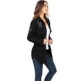 thumbnail image 5 of Notus Women's Casual Slim Distressed Long Sleeve Denim Lapel Jacket Windbreaker Outercoat Black S, 5 of 7