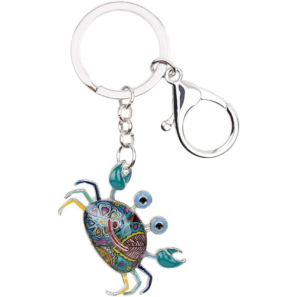 WEVENI Alliage Métallique Crabe Porte-Clés Bijoux de Mode Océan pour Femmes Sac à Main Sac Charme Porte-Clés Accessoires