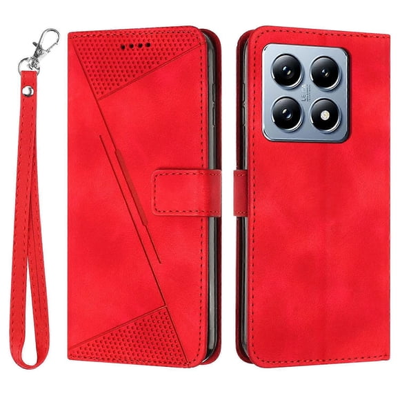For Xiaomi 14T Pro Case Handbag Imprinted Triangle Leather Phone Cover - Green