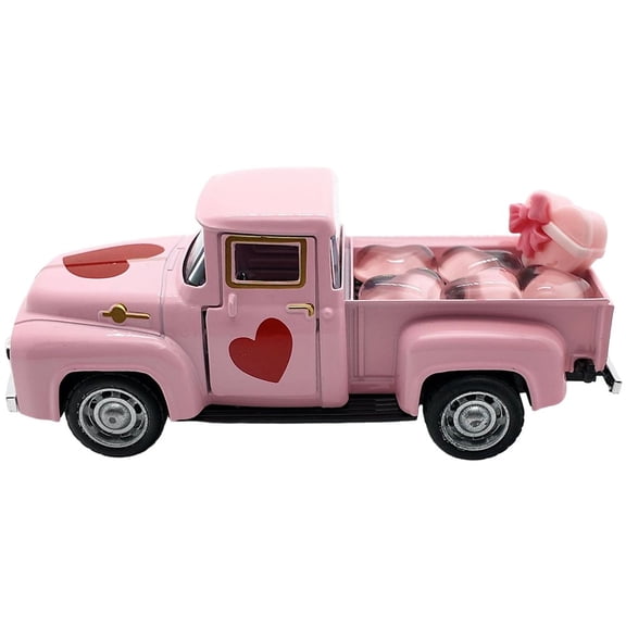 Jiibva Vintage Pickup Truck Model With Heart Retro Truck Decor Collectible Vehicle Decoration Alloy Pickup Truck Figurine For Christmas Tabletop Decorations