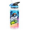 thumbnail image 1 of Home Tune Botella De Agua Para Niños De 23 Onzas Para Niños Escolares, Sin Bpa, A Prueba De Fugas, Con Pajita, Fácil De Limpiar, Asa De Transporte (Tiburón Patineta), 1 of 5