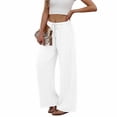 thumbnail image 4 of YuXingFu Womens Solid Tie Wide Leg Long Pants White S, 4 of 7