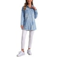 thumbnail image 2 of INSPIRE CHIC Women's Denim Distressed Frayed Hem Button Down Jean Jackets XL Light Blue, 2 of 5