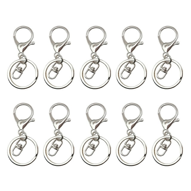 kurtrusly 10pcs/set Sturdy And Durable Keychains Lobster Clasps Swivel Hooks And Variety Bright silver 1Set