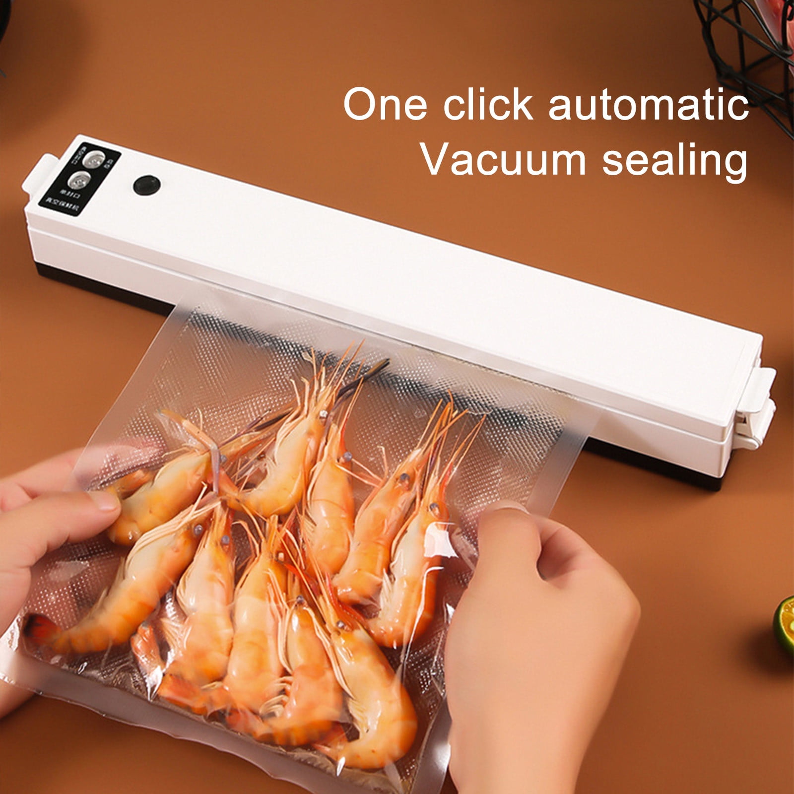 Byujiro Vacuum Sealer Machine with 10 Vacuum Bags, Automatic Household Food Sealer, Compact Air Sealing System for Food Storage, Meal Prep & Kitchen Organization