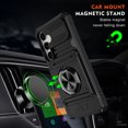 thumbnail image 4 of Case Designed for Samsung Galaxy A56 5G, Hybrid Back Case with Ring Stand & Hidden Card Slot & Support Magnetic Car Mount Shockproof Fall-Protection Slim Phone Cover for Galaxy A56 5G, Black, 4 of 7