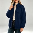 thumbnail image 6 of WIZUTIZ Women's Fashion Casual Solid Color Zip Up Stand Collar Long Sleeve Hoodie Cardigan Jacket With Pockets, 6 of 8